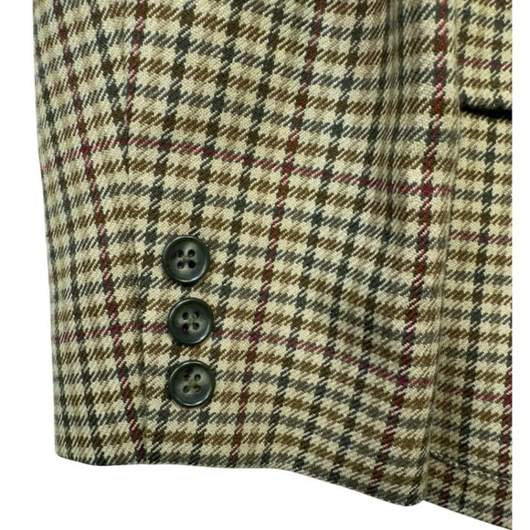 Talbots Womens Plaid Wool Jacket Size 16 Brown Cream Gingham Academia Scholar Ma - Picture 11 of 16